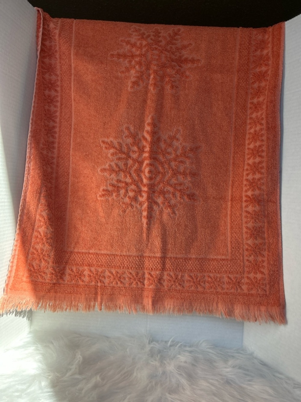 2 for $20 Vintage Orange Textured Snowflake Towel